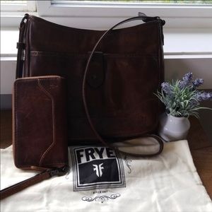 Frye crossbody bag and wallet brown